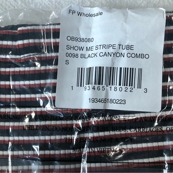 Free People Show Me Stripe Tube Top Black Canyon Combo Small New - Picture 2 of 7